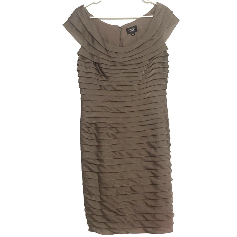 Adrianna Papell Womens Brown Metal Tiered Ruffle Formal Sleeveless Sheath Dress - Picture 2 of 10